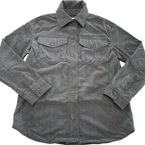 Avec Les Filles Jacket Womens Small Gray Corduroy Button Up Shacket Pockets Fall